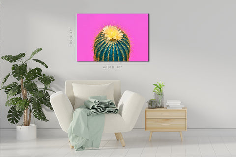 Canvas Print -  Blooming Cactus On Crimson Background #E0807