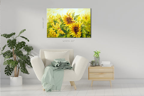 Impression sur toile - Tournesols, Peinture à l'huile #E0797