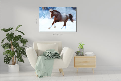 Impression sur toile - Cheval en hiver #E0898