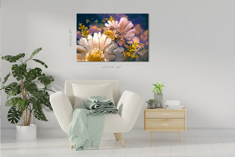 Impression sur toile - Bouquet de fleurs, peinture à l'huile #E0876