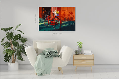 Canvas Print -  Bicycle With Bucket Of Flowers #E0874