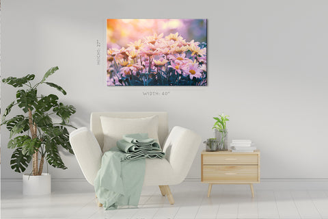 Canvas Print -  Sunset Light At Pink Flowers #E0653