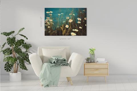 Canvas Print -  Daises Field Near Lake #E0856