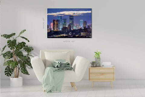 Impression sur toile - Skyline de Chengdu la nuit, Chine #E0331