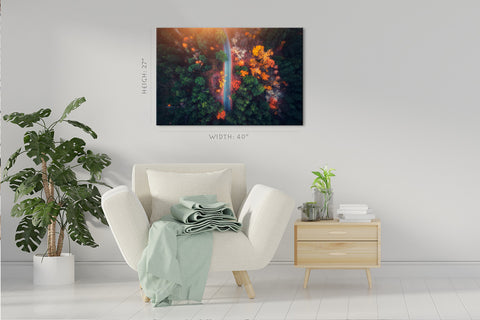 Canvas Print - Road in Beautiful Autumn Forest at Sunset #E0121