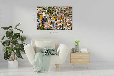 Impression sur toile - Vue aérienne de Rocinha Favela, Rio De Janeiro #E0248