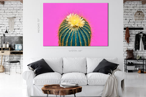 Canvas Print -  Blooming Cactus On Crimson Background #E0807