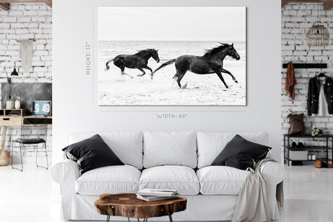 Canvas Print -  Two Horses Running On The Seashore #E0894