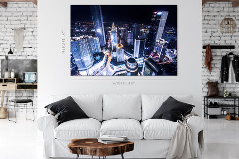 Impression sur toile - Gratte-ciel illuminés à Chongqing #E0315