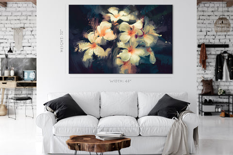 Impression Sur Toile - Fleurs Blanches Sur Fond Foncé #E0873