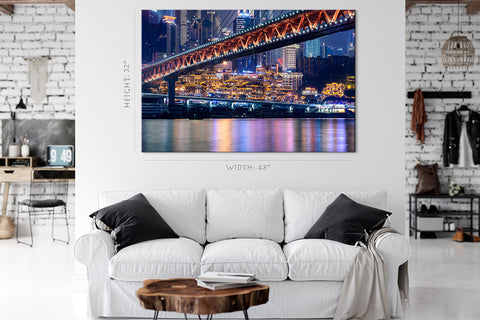 Impression sur toile - Le paysage urbain de Chongqing la nuit #E0313