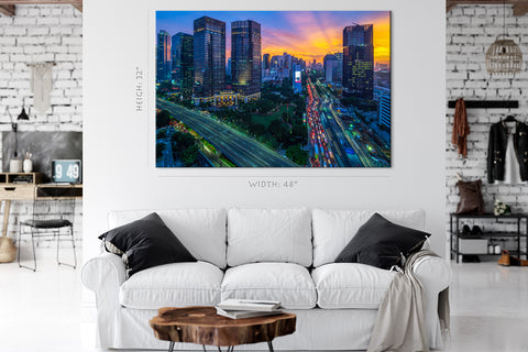 Canvas Print -  Jakarta Cityscape At Sunset, Indonesia #E0461