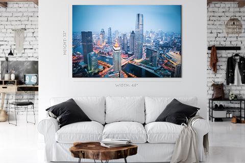 Impression sur toile - Skyline du quartier financier de Tianjin #E0296