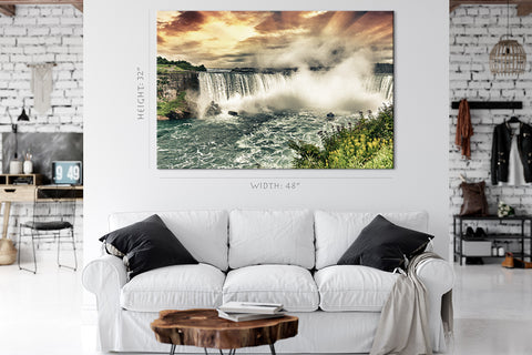 Impression sur toile - Cascade du Niagara au coucher du soleil, Canada #E0573