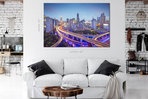 Impression sur toile - Vue aérienne de Shanghai, Chine #E0472