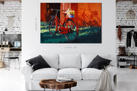 Canvas Print -  Bicycle With Bucket Of Flowers #E0874