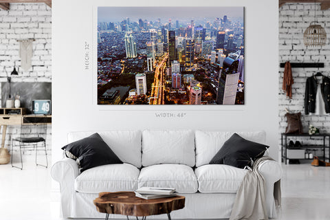 Canvas Print -  Jakarta Cityscape At Night, Indonesia #E0462