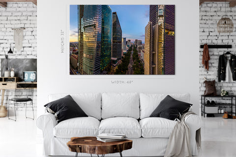 Impression sur toile - Paysage urbain du Mexique au coucher du soleil #E0375