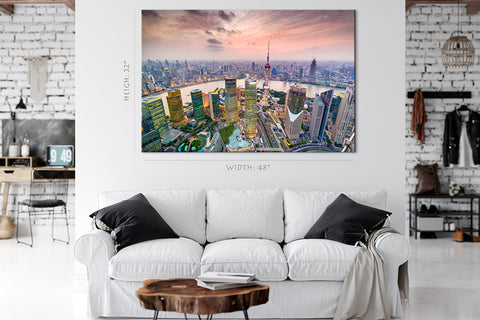 Impression sur toile - Paysage urbain de Pudong, Shanghai, Chine #E0475