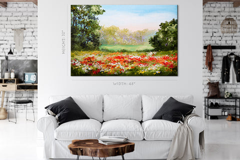 Canvas Print -  Poppy Field, Oil Painting #E0590