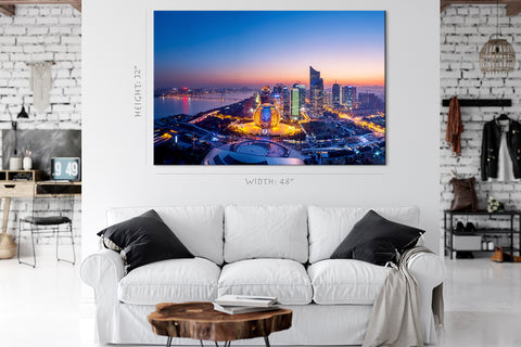 Impression sur toile - Vue nocturne panoramique de Hangzhou #E0252