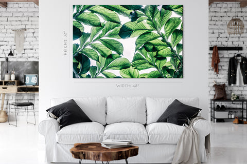 Impression sur toile - Feuilles vertes exotiques #E0664