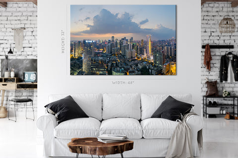 Impression sur toile - Paysage nocturne du centre-ville de Chengdu #E0333