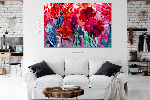 Impression sur toile - Fleurs colorées, Peinture à l'aquarelle #E0863