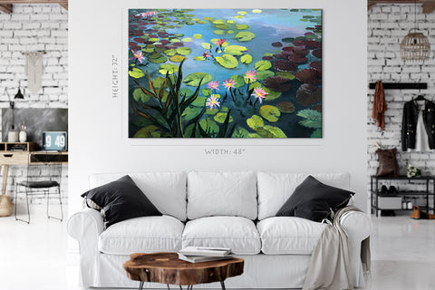 Canvas Print -  Beautiful Lotuses, Oil Painting #E0859