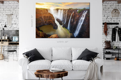 Canvas Print -  Aerial View Of Victoria Waterfall At Sunrise, Zambia #E0559