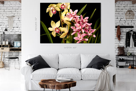 Impression sur toile - Orchidées roses et jaunes #E0675