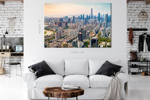 Impression sur toile - Vue du paysage urbain de Shenzhen, Chine #E0385