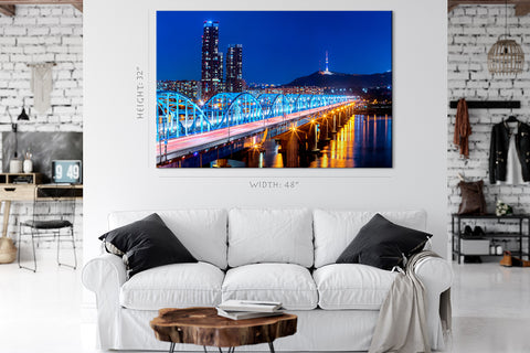 Canvas Print -  Dongjak Bridge And Seoul Skyline, South Korea #E0444