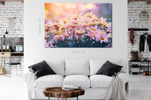 Canvas Print -  Sunset Light At Pink Flowers #E0653