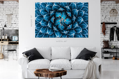 Impression sur toile - Agave Cactus, bleu foncé # E0650