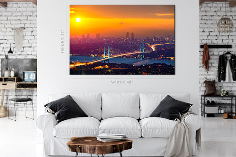 Impression sur toile - Coucher de soleil sur le pont du Bosphore Istanbul Turquie #E0289