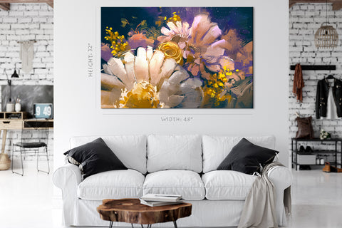 Impression sur toile - Bouquet de fleurs, peinture à l'huile #E0876