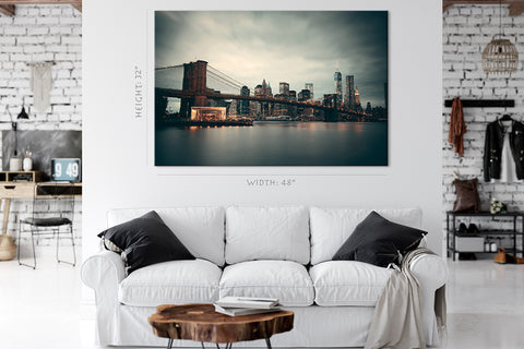 Canvas Print -  Brooklyn Bridge At Night, Manhattan, New York #E0396