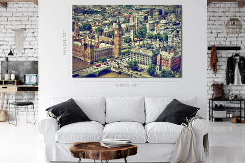 Impression sur toile - Skyline de Londres : Big Ben, tour, pont de Westminster #E0271