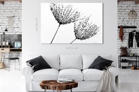 Canvas Print -  Black And White Photo With Dandelions #E0832