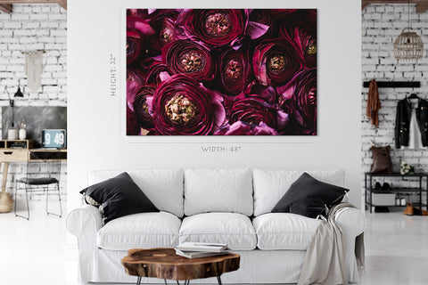 Canvas Print -  Burgundy Ranunculus Flowers #E0833