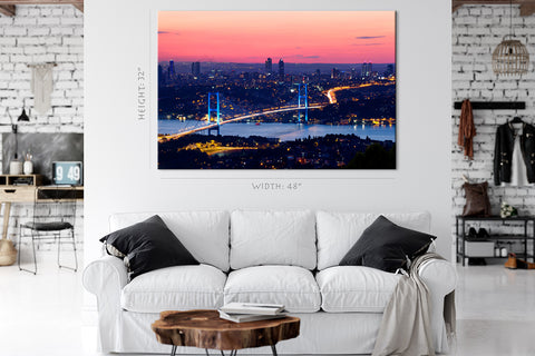 Tableau sur toile - Pont du Bosphore d'Istanbul au coucher du soleil #E0286