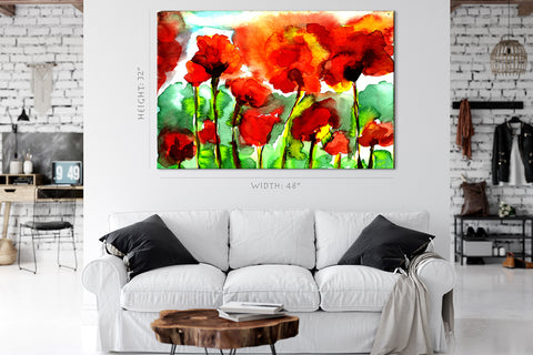 Canvas Print -  Poppies, Watercolor Painting #E0884