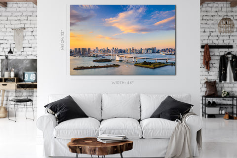 Impression sur toile - Skyline de la baie de Tokyo, Japon #E0491