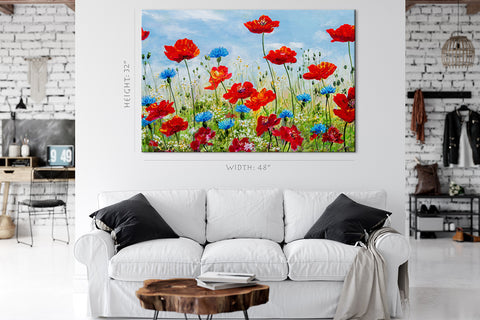 Canvas Print -  Red Poppies At Morning #E0880