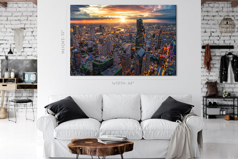 Impression sur toile - Bangkok City Downtown avec Sunset Sky #E0308