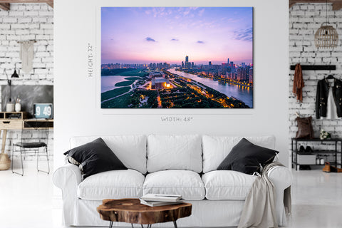 Canvas Print -  Aerial View Of Wuhan City At Night #E0351