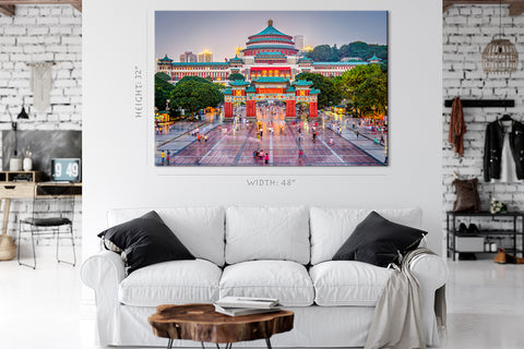 Impression sur toile - Place du Peuple Chongqing, Chine #E0317