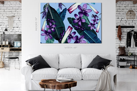 Canvas Print -  Tropical Flowers And Leafs #E0747