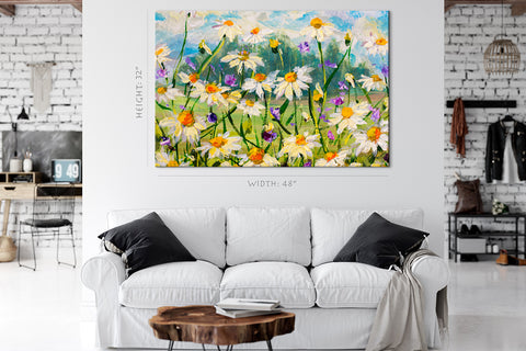 Canvas Print -  Daises Field At Summer, Oil Painting #E0850